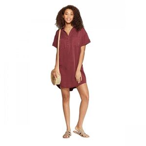 Target Universal Thread burgundy short sleeve collared Shirt dress
